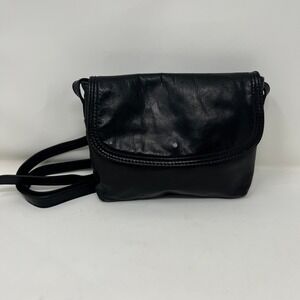 Vintage TONI emma Black Leather Crossbody Bag Flap Clutch Fiocchi Italy Snap